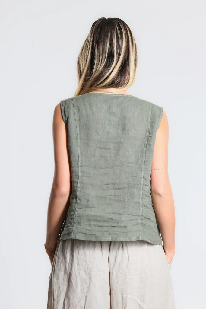 Robin Linen Button Vest (BT127)