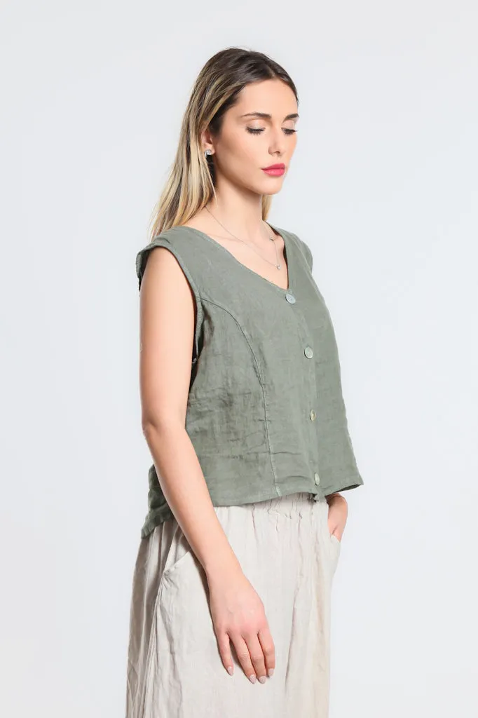 Robin Linen Button Vest (BT127)