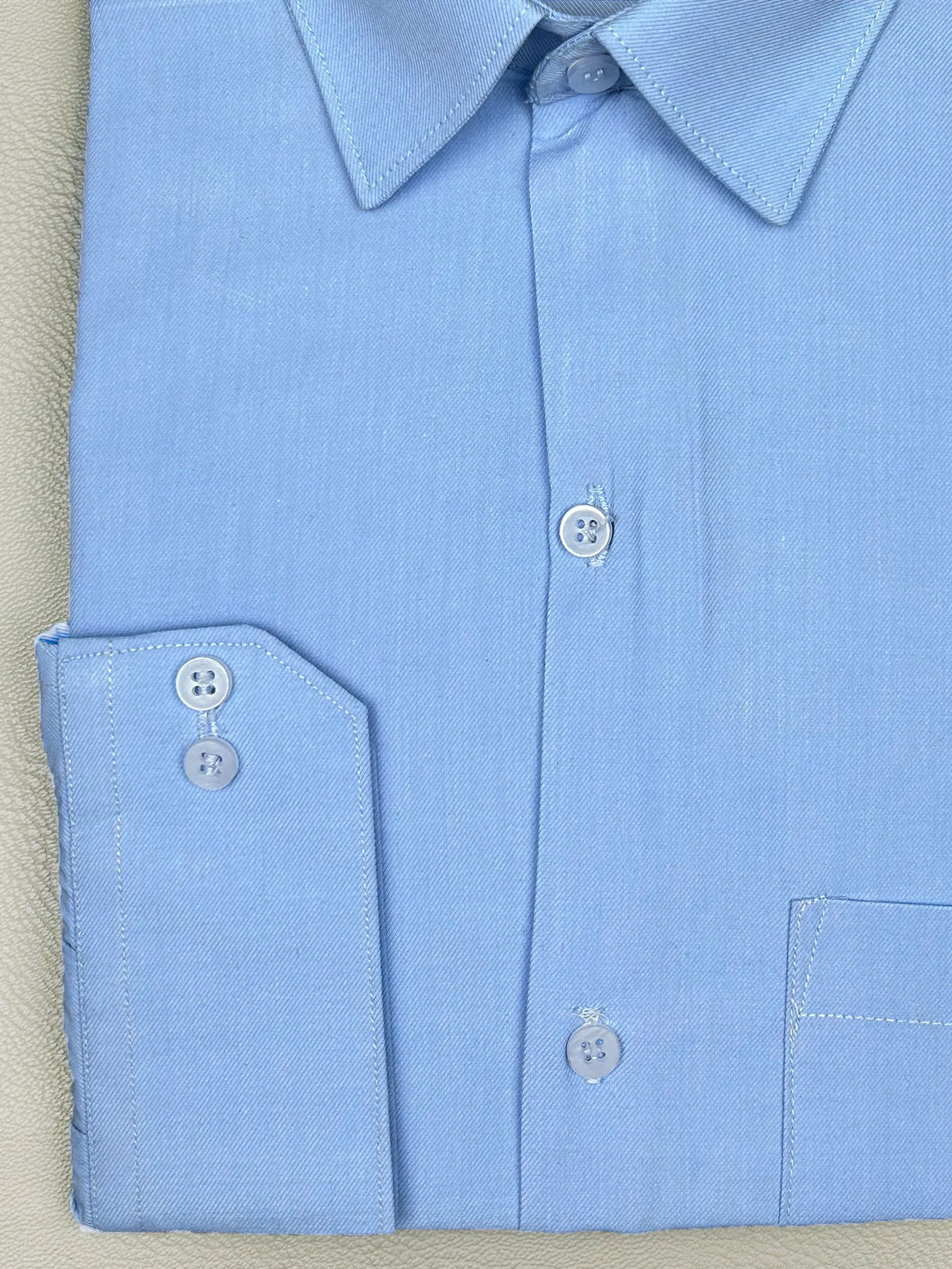 Sky Blue Plain Formal Dress Shirt For Men MFS164