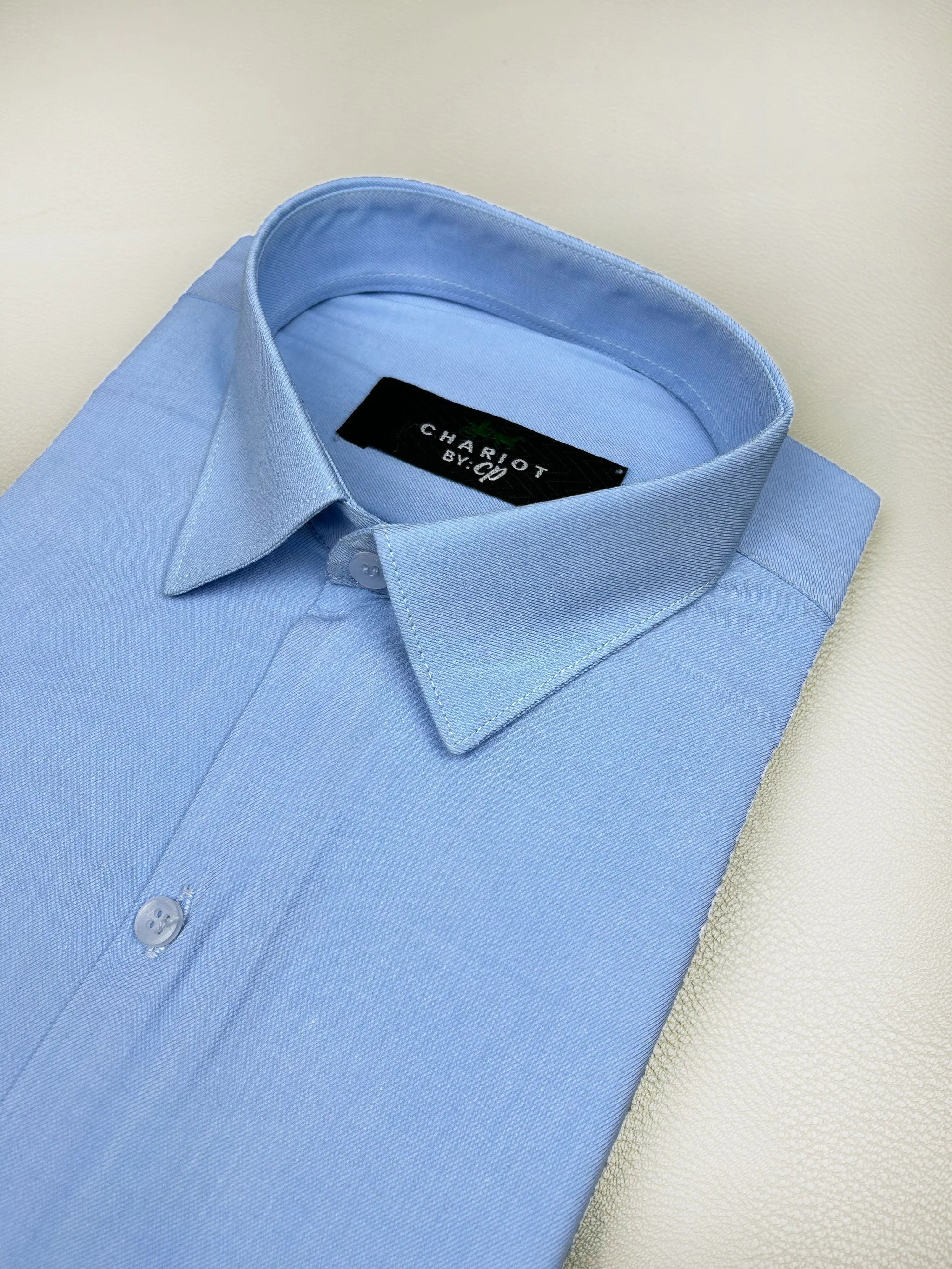 Sky Blue Plain Formal Dress Shirt For Men MFS164