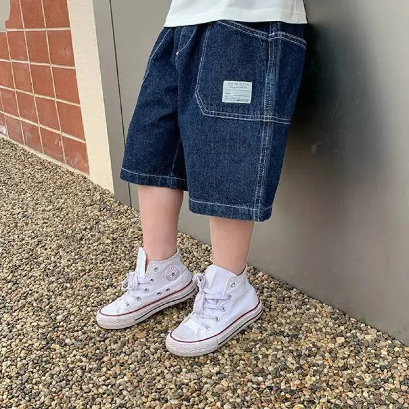 Summer Pants All Match Jeans Tide Boys' Summer Shorts 2024 New Comfortable and Breathable Children's Quarter Pants