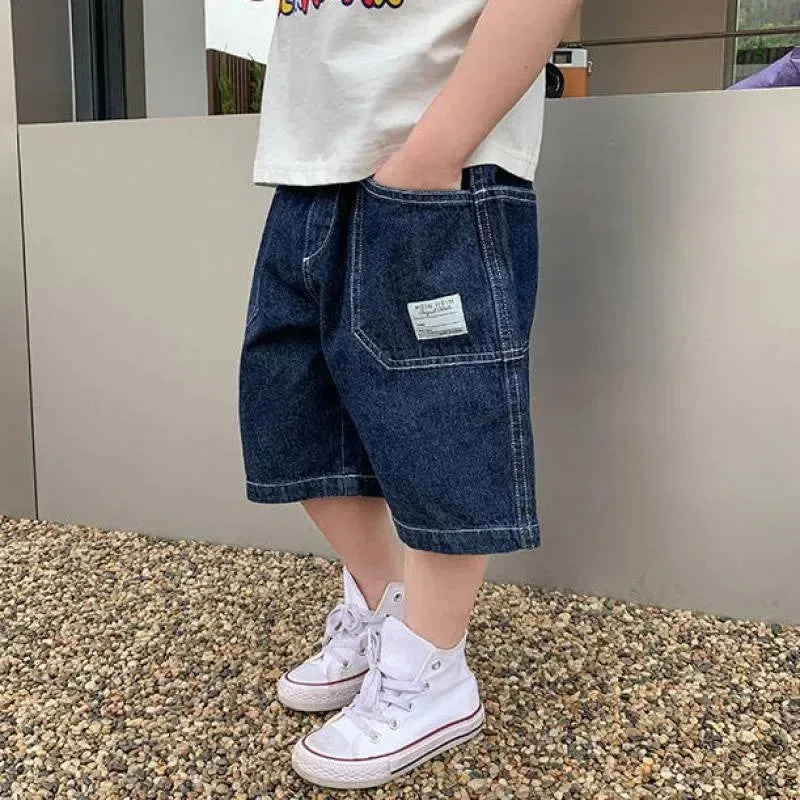 Summer Pants All Match Jeans Tide Boys' Summer Shorts 2024 New Comfortable and Breathable Children's Quarter Pants