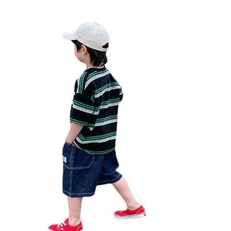 Summer Pants All Match Jeans Tide Boys' Summer Shorts 2024 New Comfortable and Breathable Children's Quarter Pants