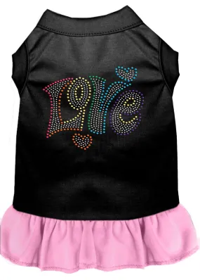 Technicolor Love Rhinestone Pet Dress Black With Light Pink Sm (10)