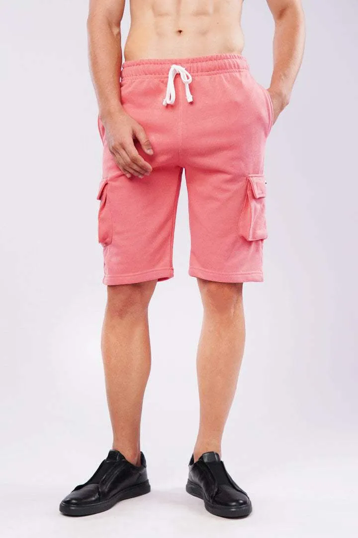 Terry Cargo Shorts - Coral Pink