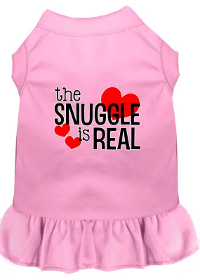 The Snuggle Is Real Screen Print Dog Dress Light Pink Lg