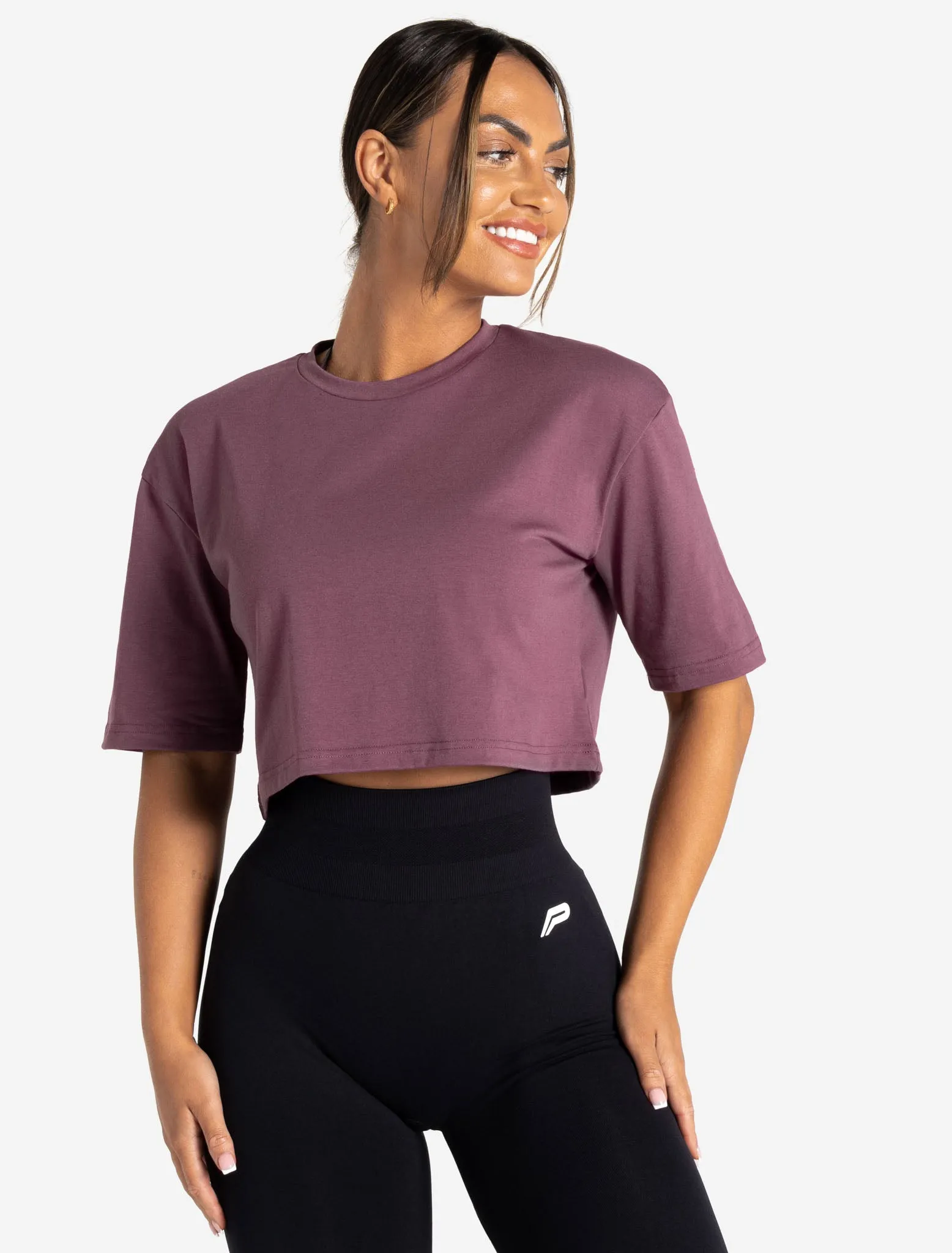 Wave Crop T-Shirt - Plum