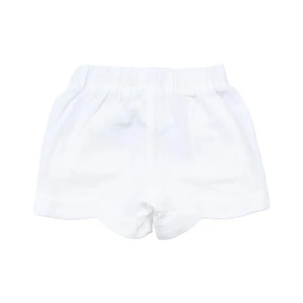 White Picot Hem Shorts