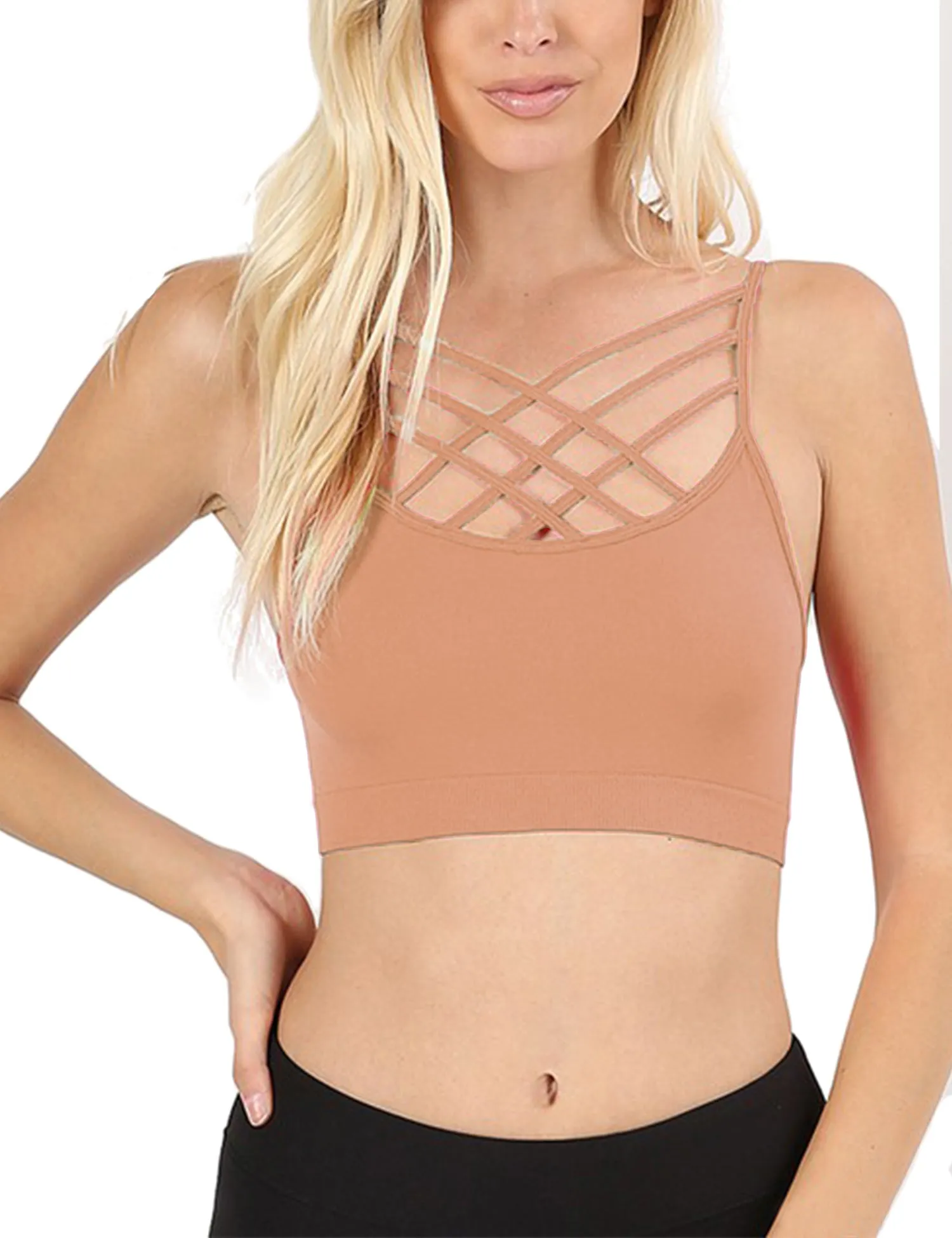 Women's Lightweight Seamless Triple Criss-Cross Front Bralette (No Pad)