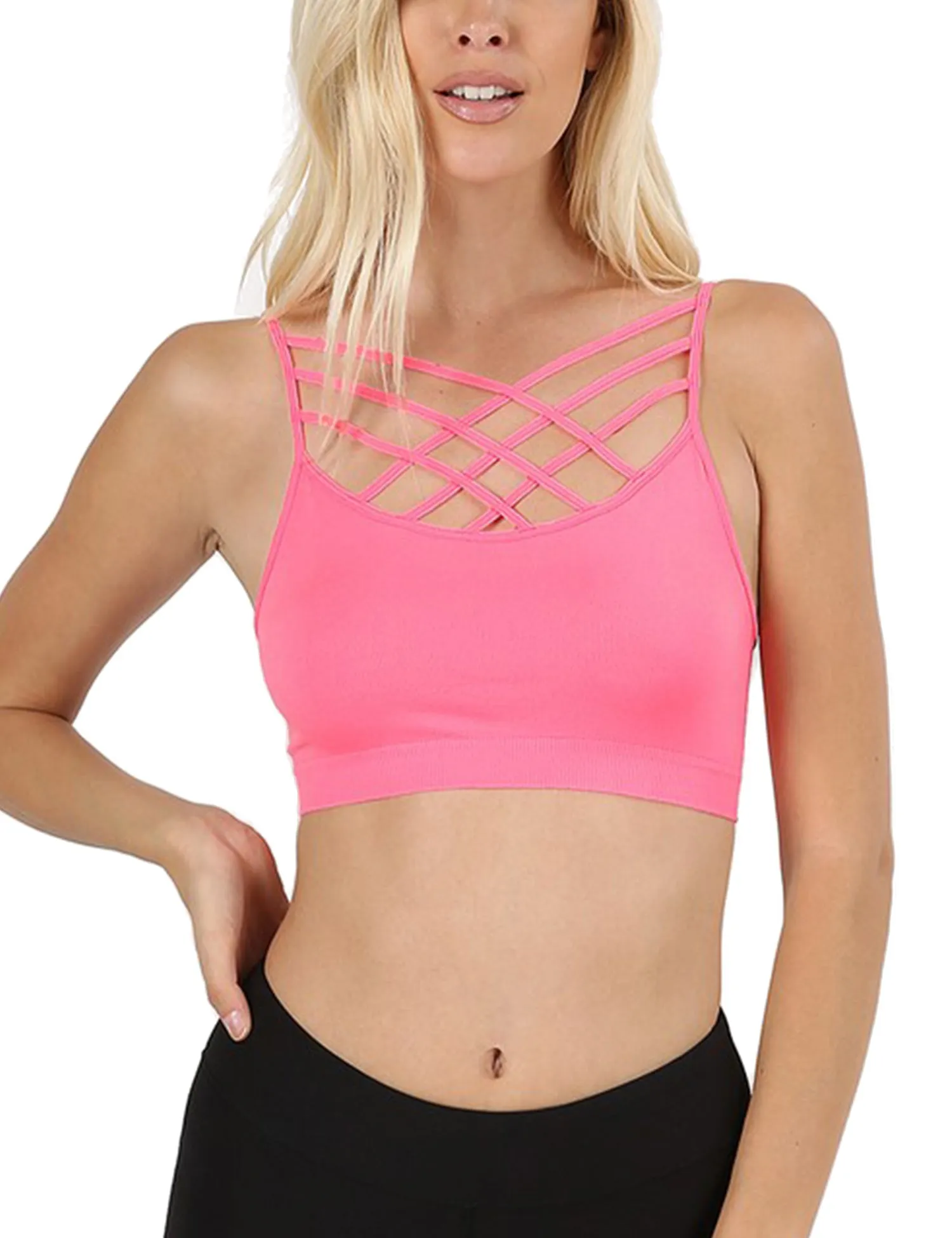 Women's Lightweight Seamless Triple Criss-Cross Front Bralette (No Pad)