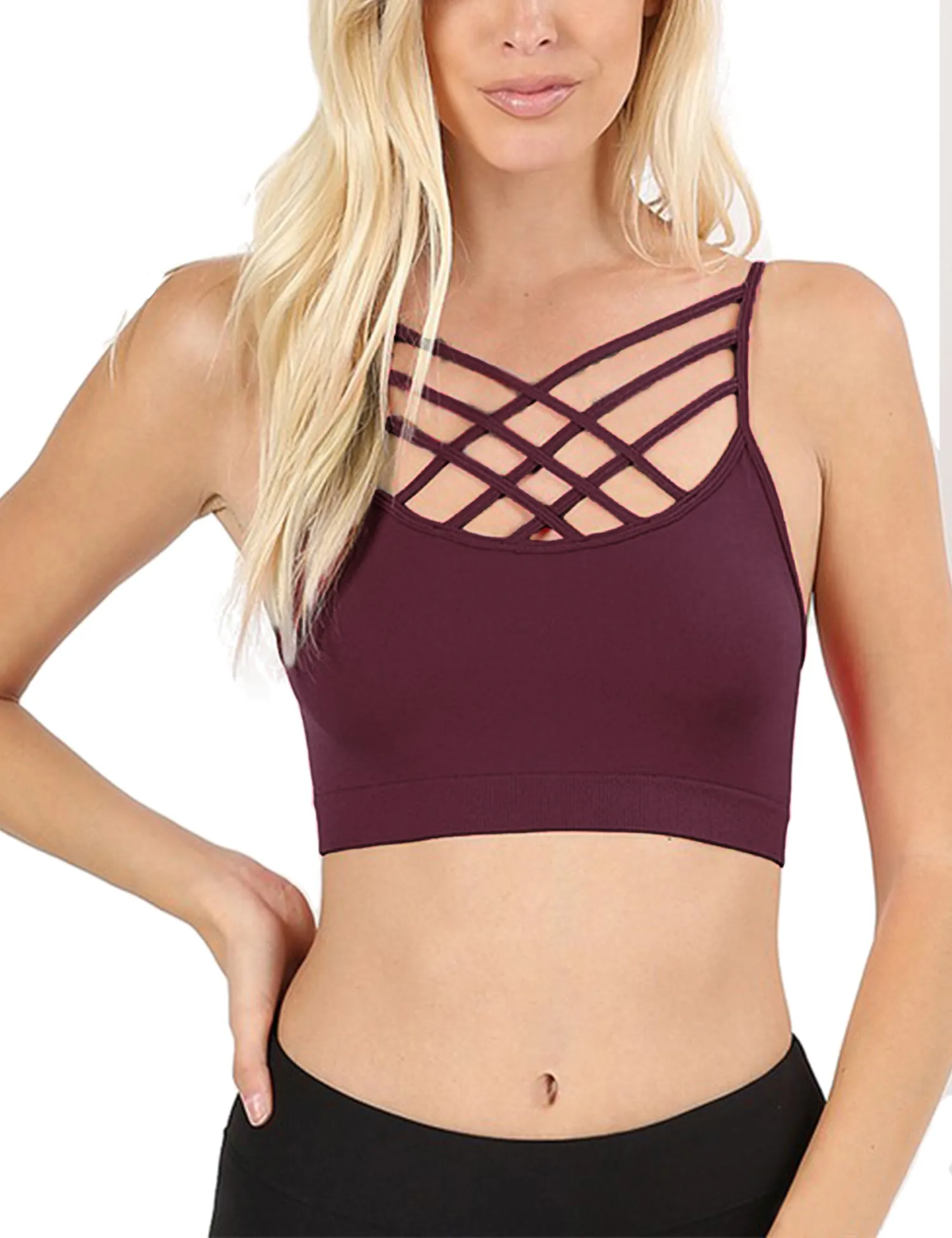 Women's Lightweight Seamless Triple Criss-Cross Front Bralette (No Pad)