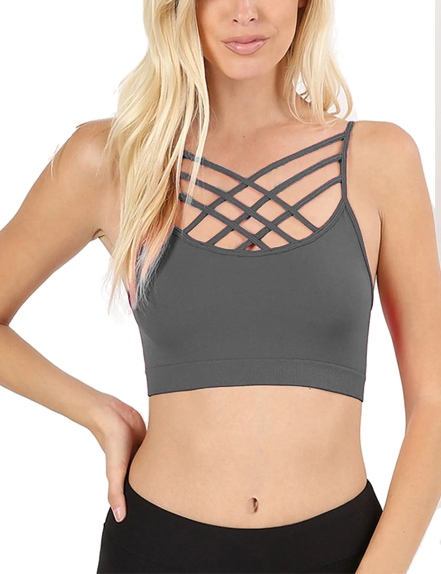 Women's Lightweight Seamless Triple Criss-Cross Front Bralette (No Pad)