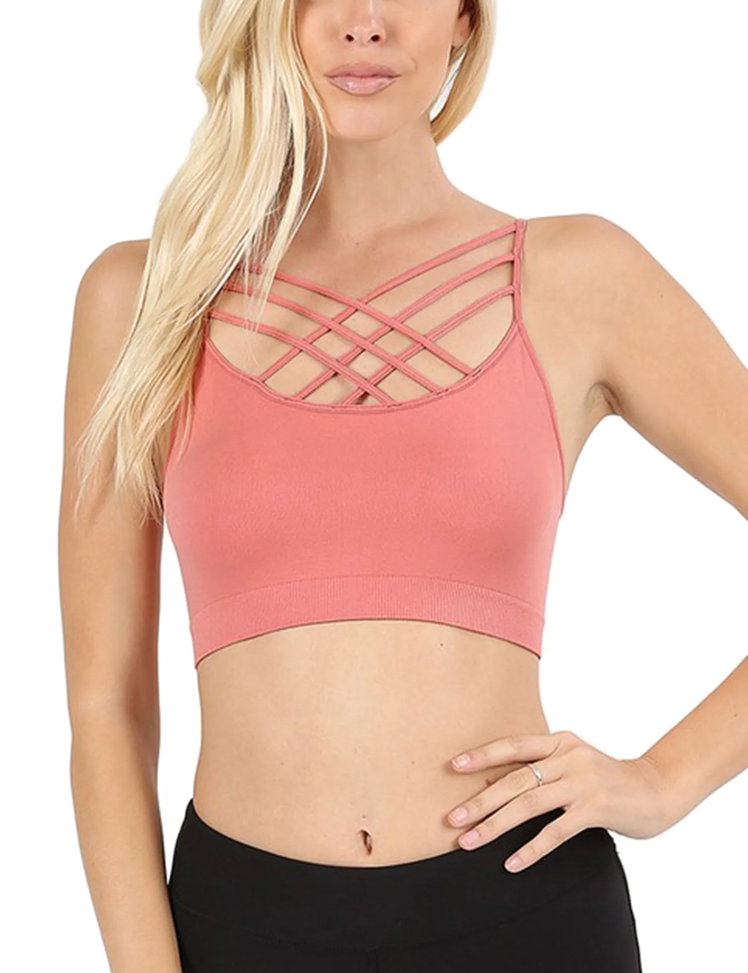 Women's Lightweight Seamless Triple Criss-Cross Front Bralette (No Pad)