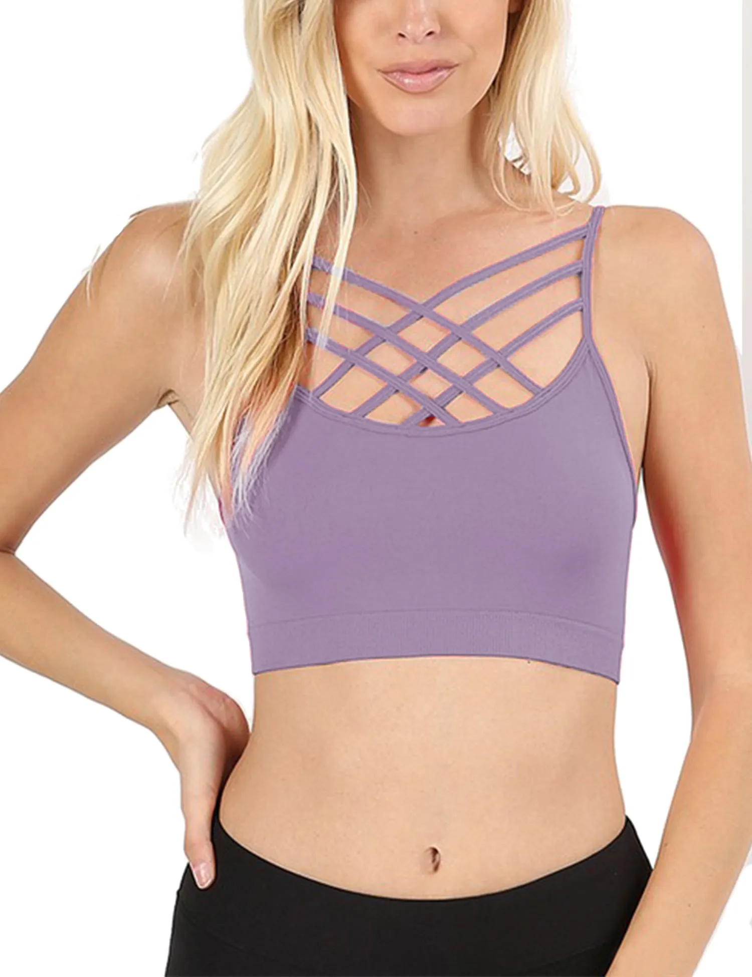 Women's Lightweight Seamless Triple Criss-Cross Front Bralette (No Pad)