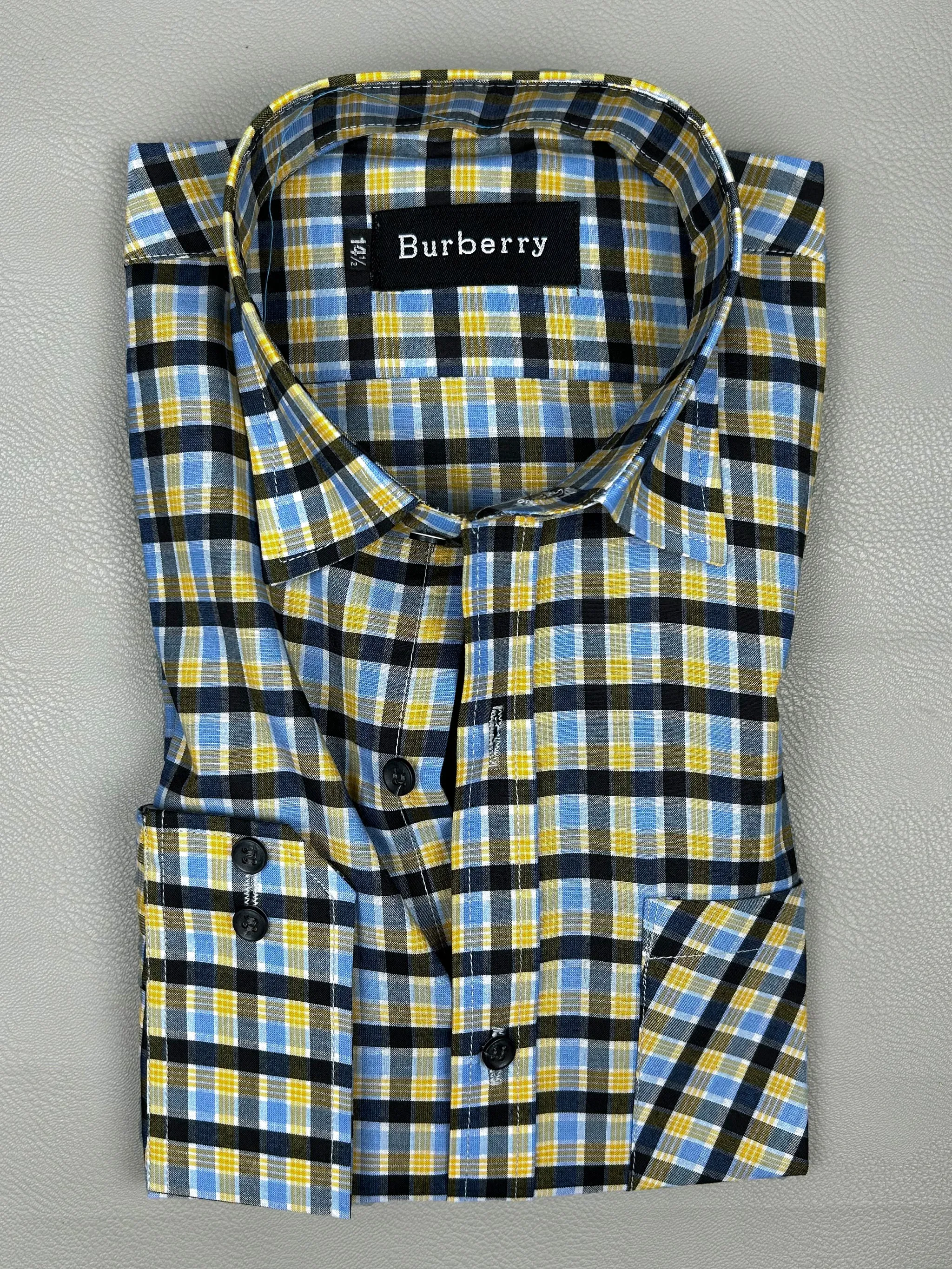 Yellow Checks Formal Dress Shirt For Men MFS143